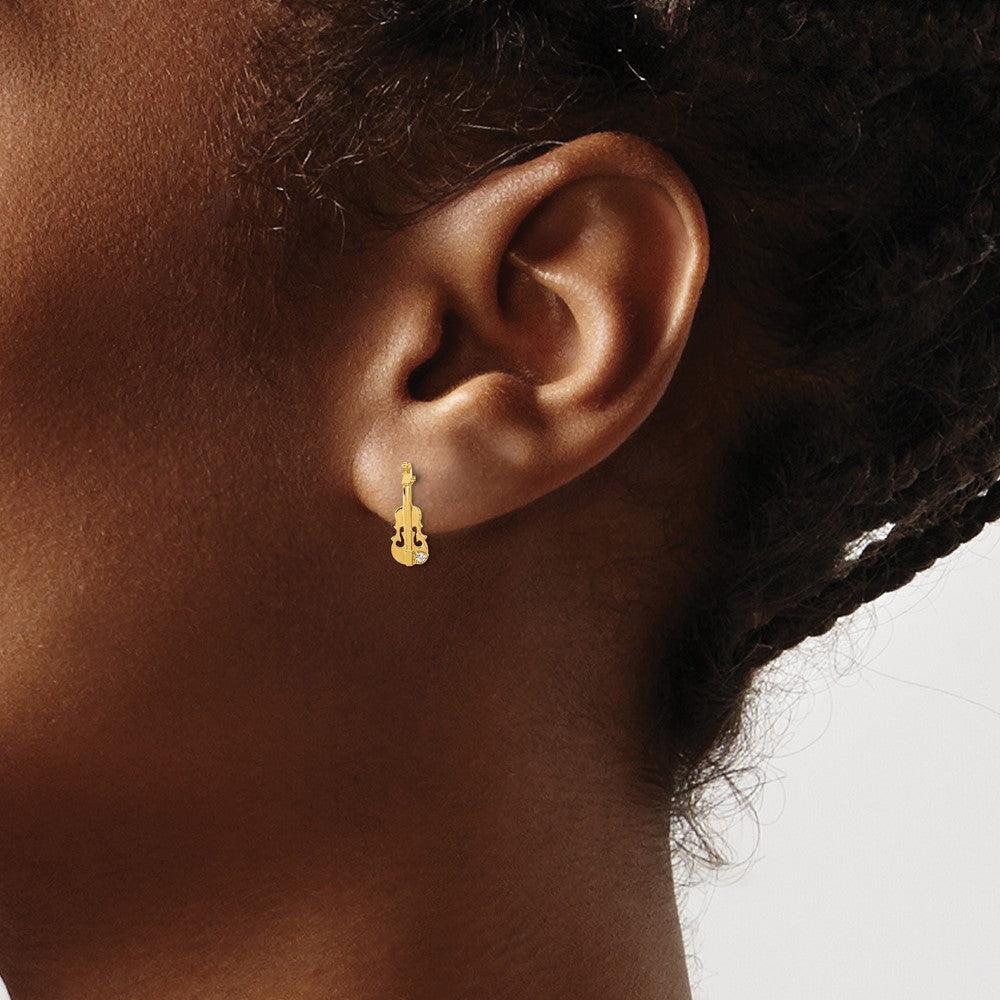 Ripple Bloom 14k Madi K CZ Children's Violin Post Earrings