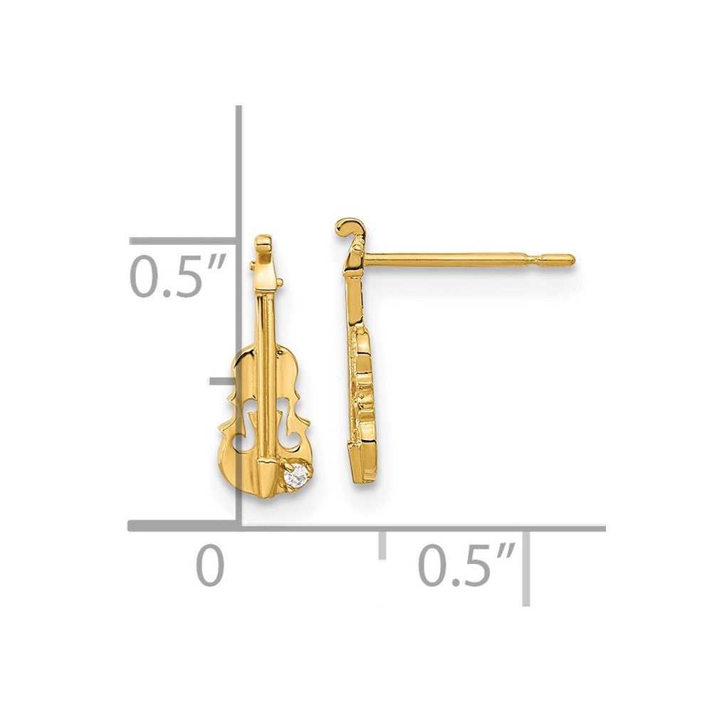 Ripple Bloom 14k Madi K CZ Children's Violin Post Earrings