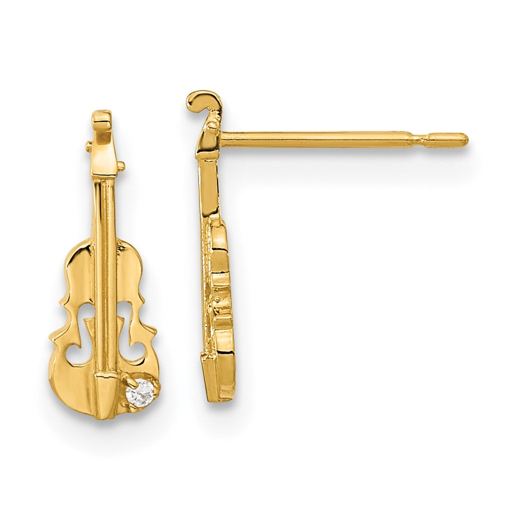 Ripple Bloom 14k Madi K CZ Children's Violin Post Earrings