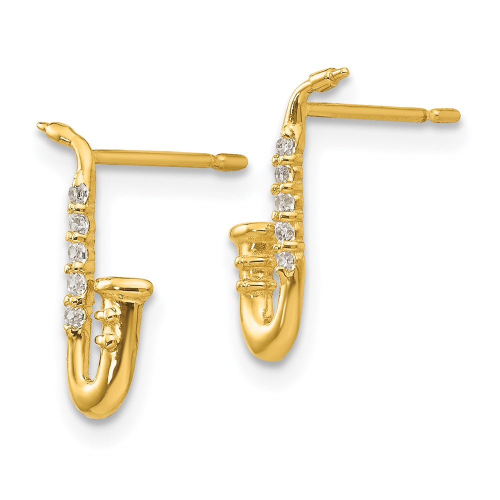 Marshmallow Song 14k Madi K CZ Saxophone Post Earrings