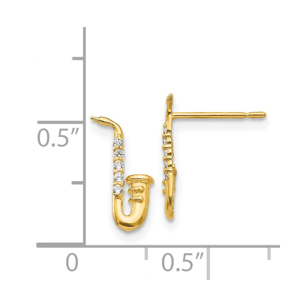 Marshmallow Song 14k Madi K CZ Saxophone Post Earrings
