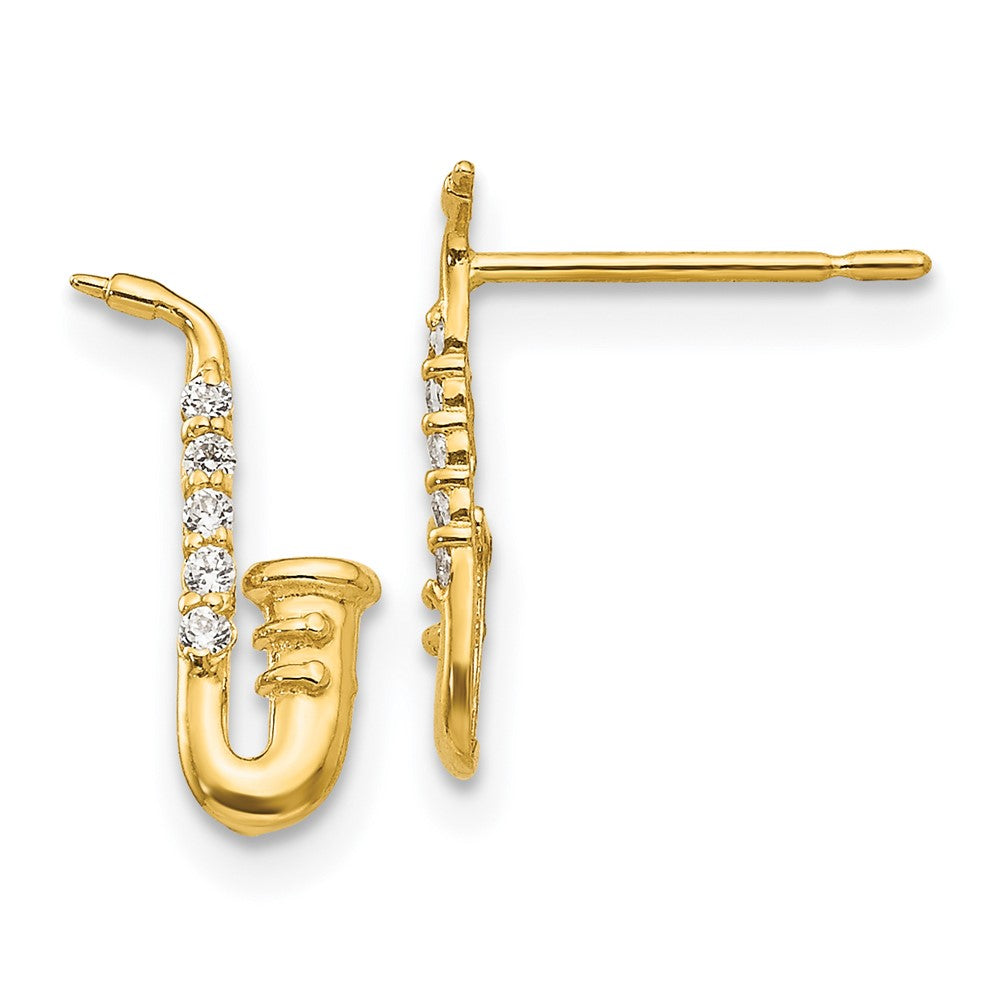 Marshmallow Song 14k Madi K CZ Saxophone Post Earrings