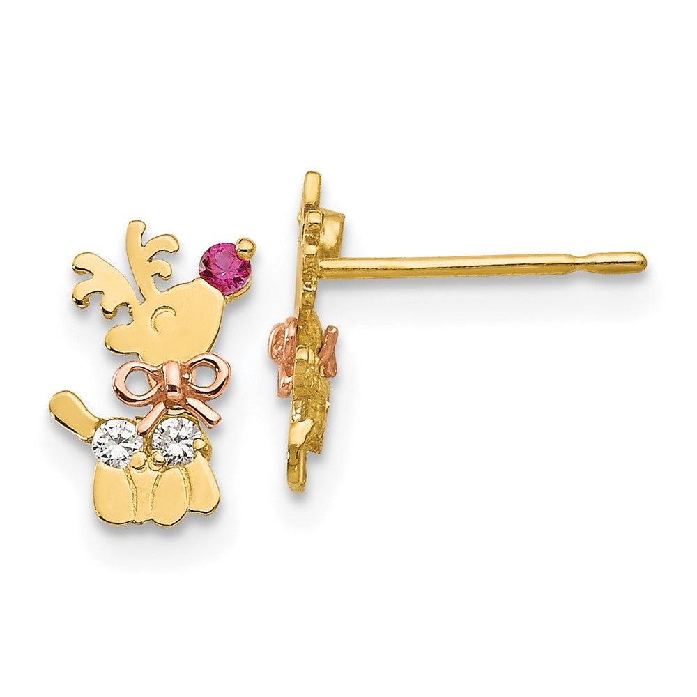 Clover Spark 14k Yellow & Rose Gold Madi K CZ Children's Reindeer Post Earrings
