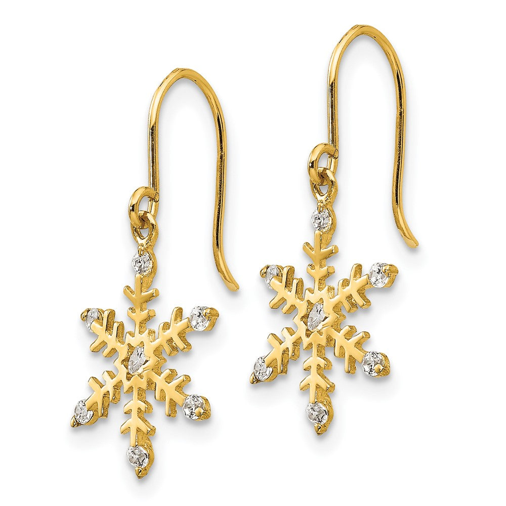Cuddles Bloom 14k Madi K CZ Children's Snowflake Dangle Earrings