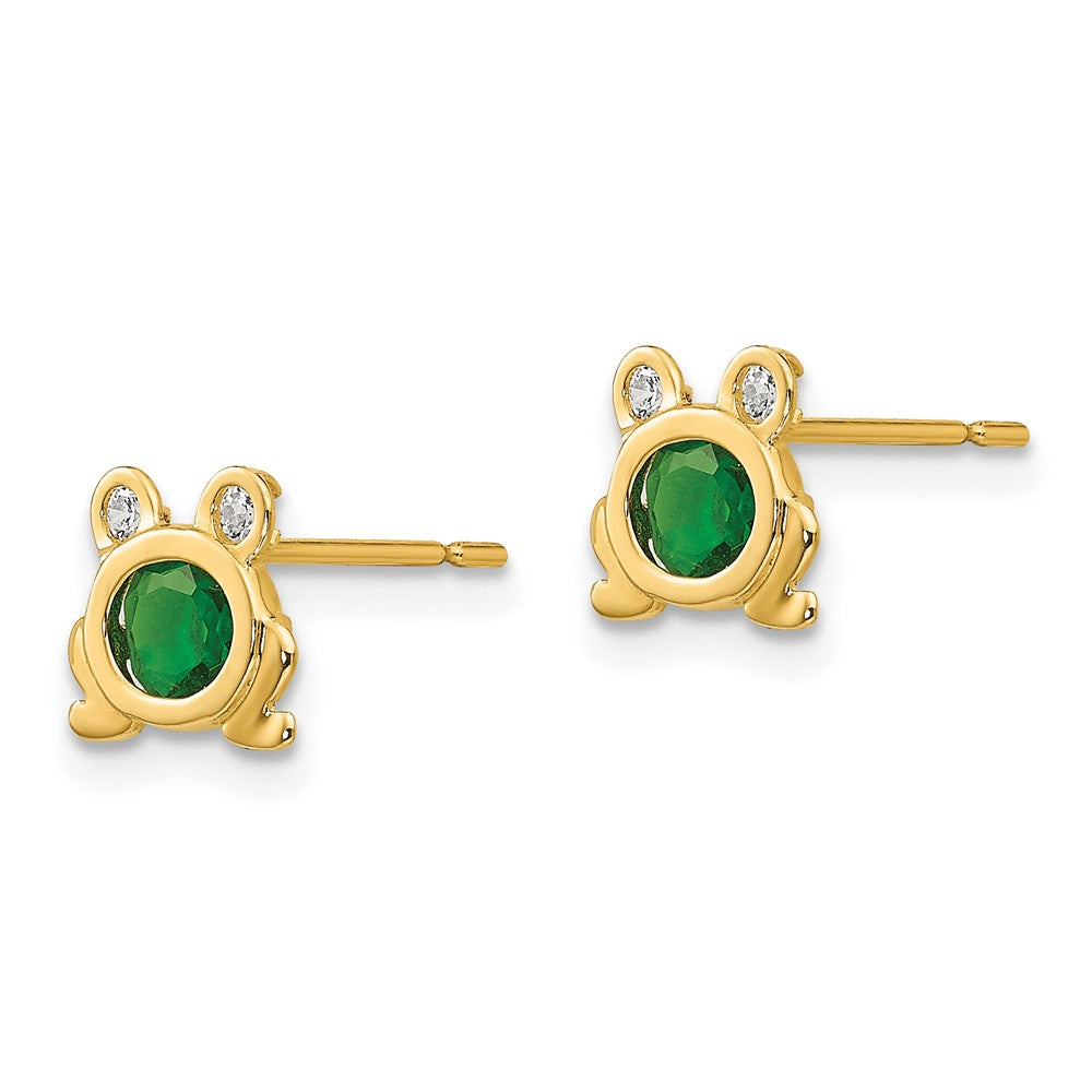 Cricket Buddy 14k Madi K CZ Children's Frog Post Earrings