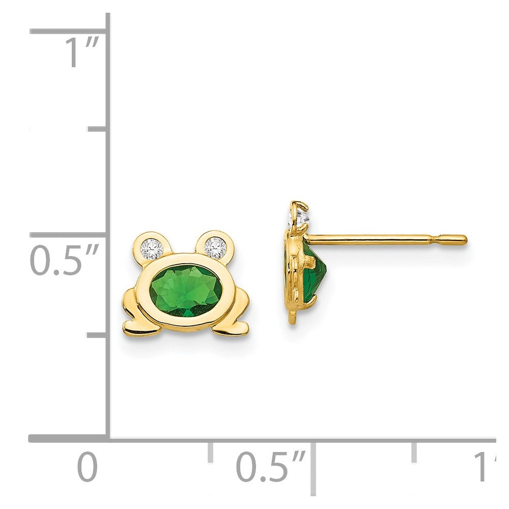 Cricket Buddy 14k Madi K CZ Children's Frog Post Earrings
