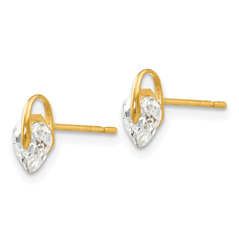 Peanut Boo 14k Madi K CZ Children's Heart Post Earrings