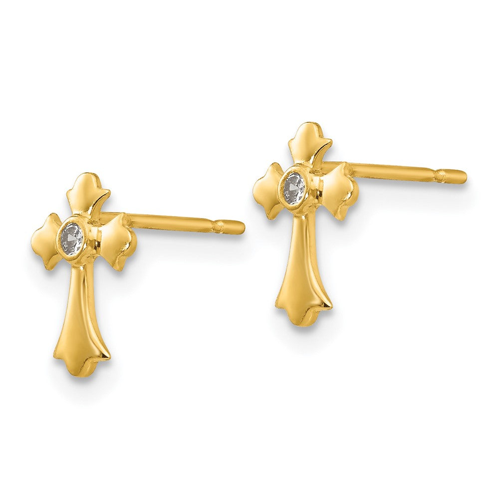 Doodle Bean 14k Madi K CZ Children's Cross Post Earrings