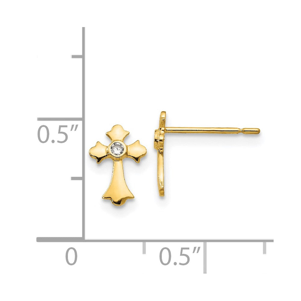 Doodle Bean 14k Madi K CZ Children's Cross Post Earrings