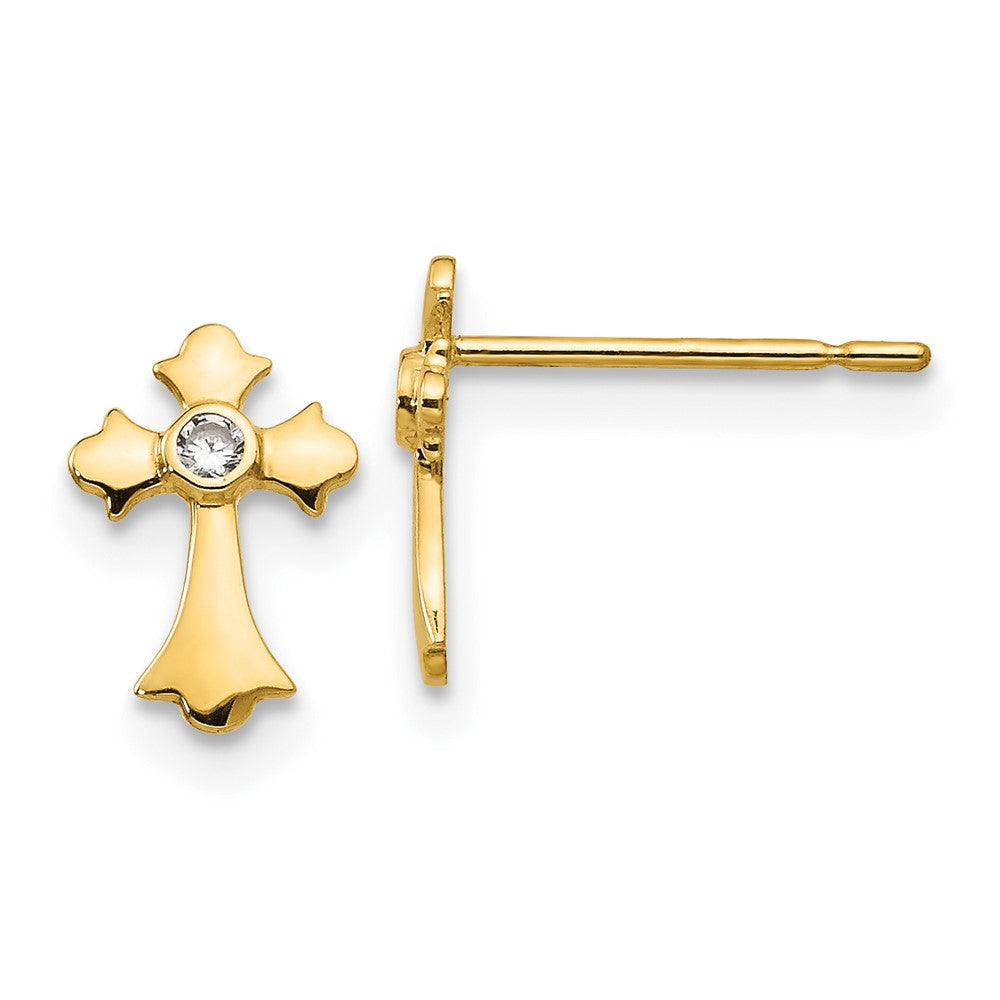 Doodle Bean 14k Madi K CZ Children's Cross Post Earrings