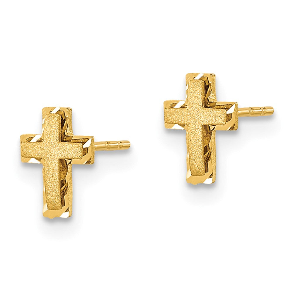 Luna 14k Madi K Satin & Polished Diamond-cut Cross Post Earrings