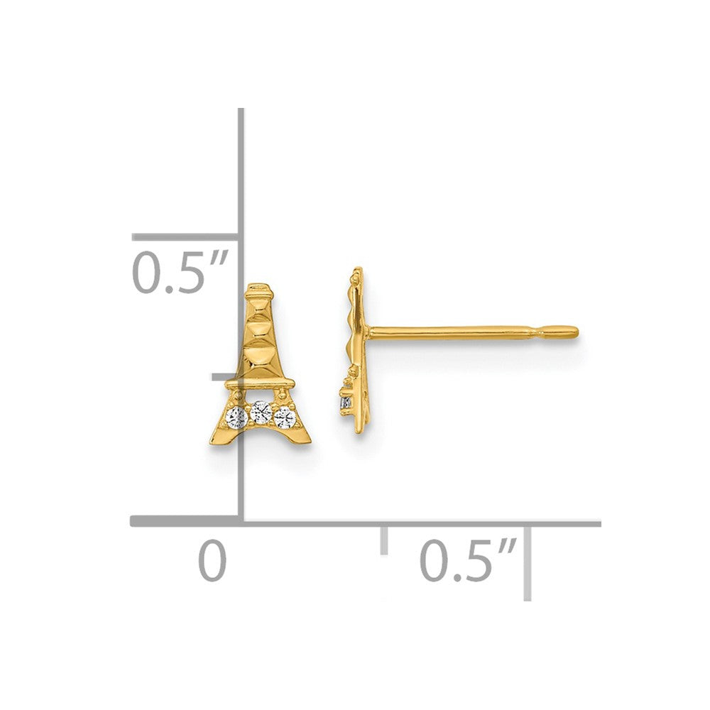 Glimmer Pie 14k Madi K Kids CZ Eiffel Tower Post Earrings