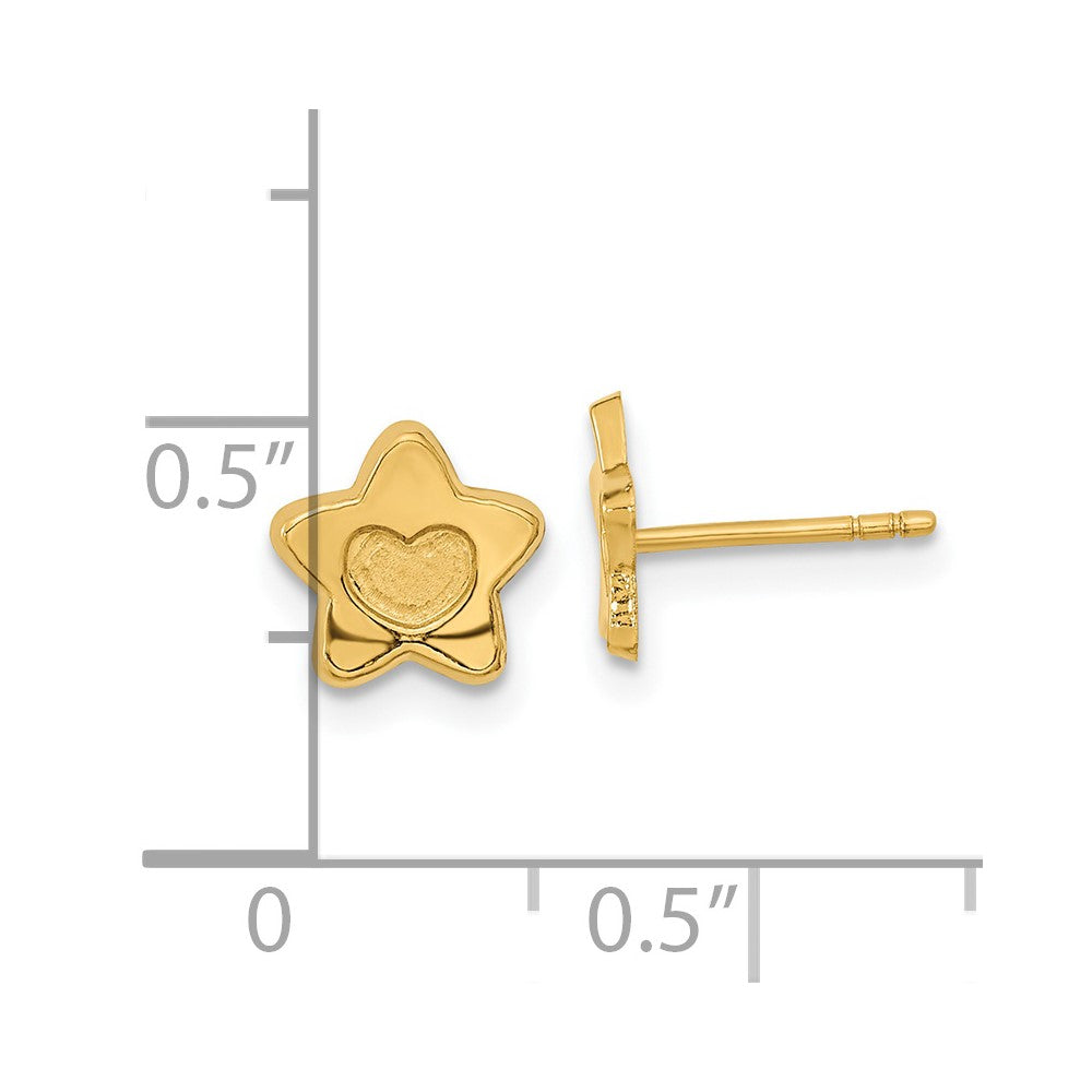 Sunny 14k Madi K Satin and Polished Heart in Star Post Earrings