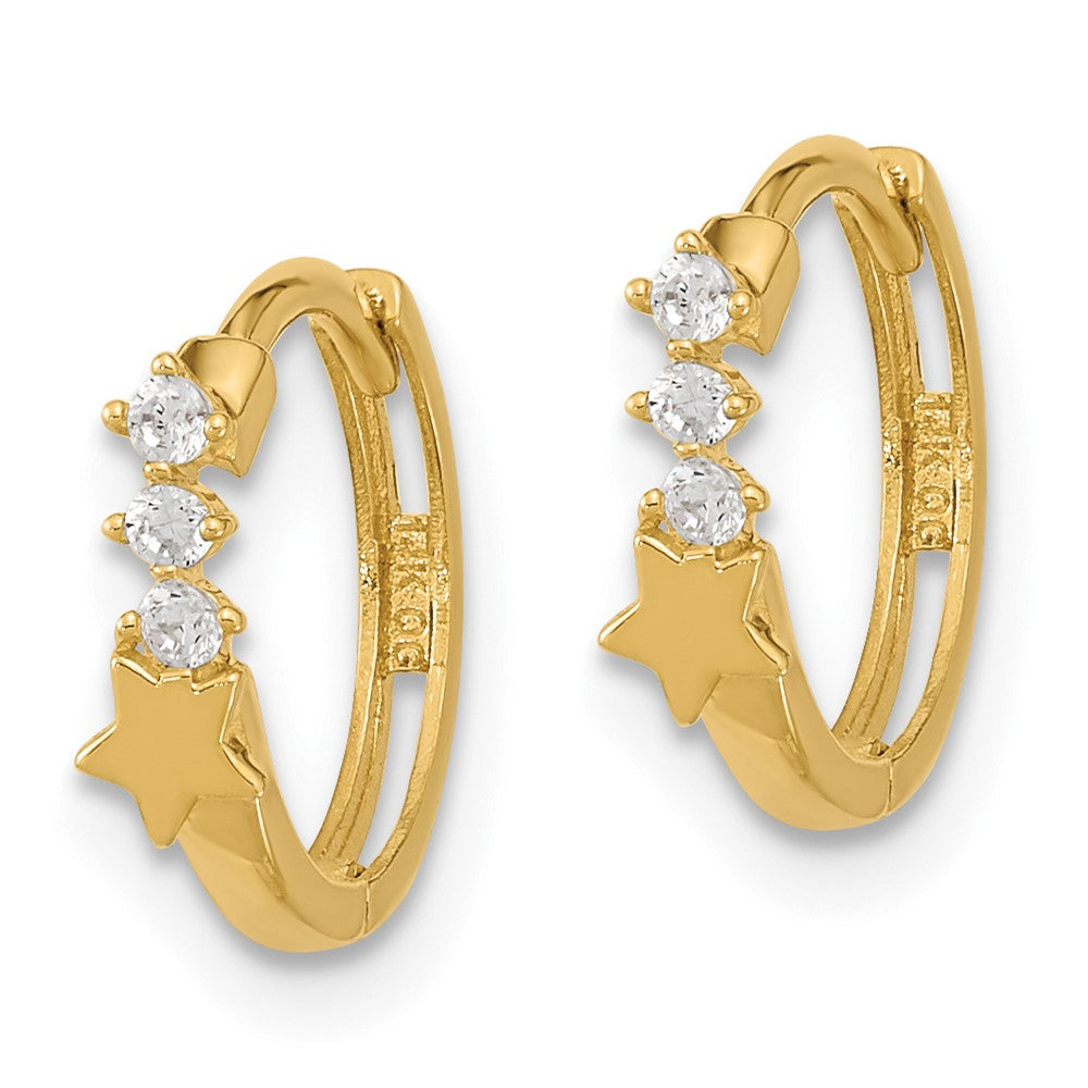 Dreamy 14k Madi K CZ Shooting Star Hinged Hoop Earrings