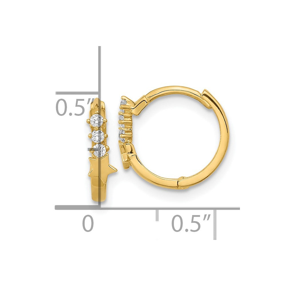 Dreamy 14k Madi K CZ Shooting Star Hinged Hoop Earrings