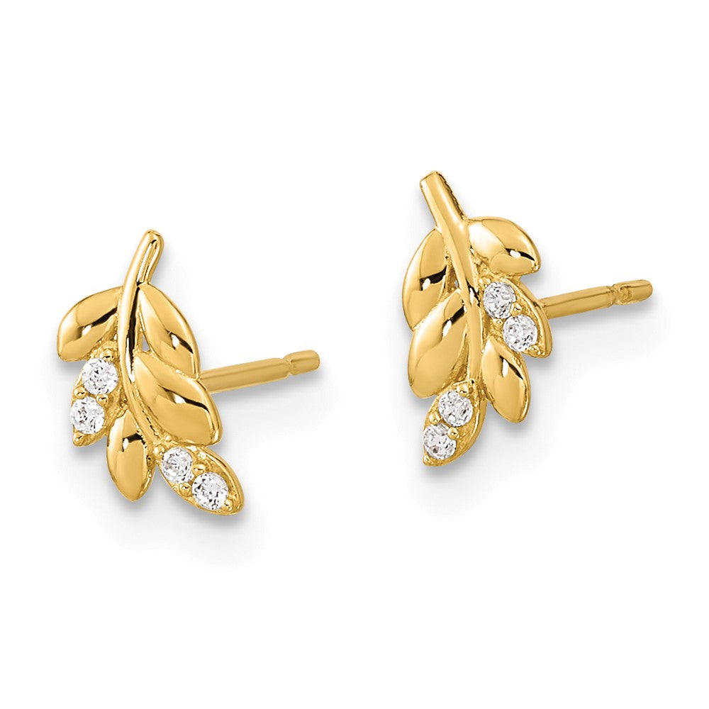 Sunny Nook 14k Madi K Kids CZ Fern Leaf Post Earrings