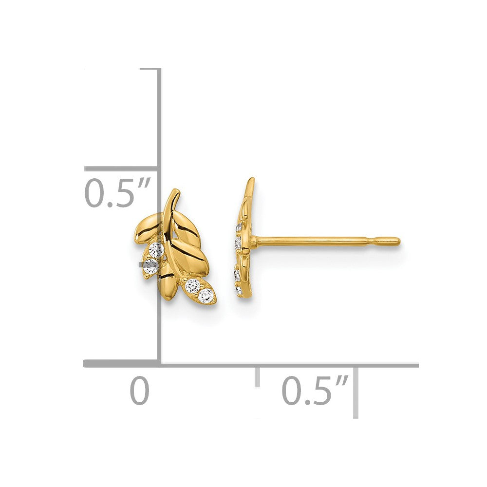 Sunny Nook 14k Madi K Kids CZ Fern Leaf Post Earrings