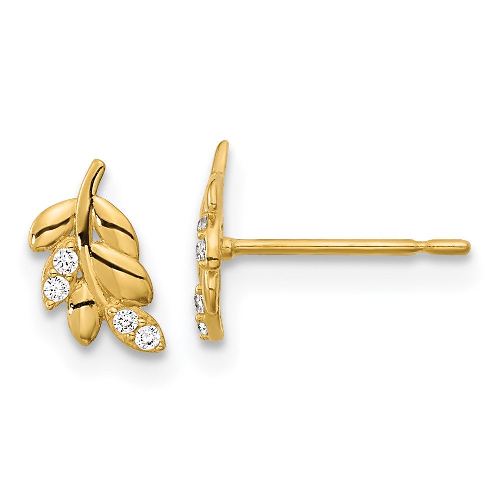 Sunny Nook 14k Madi K Kids CZ Fern Leaf Post Earrings