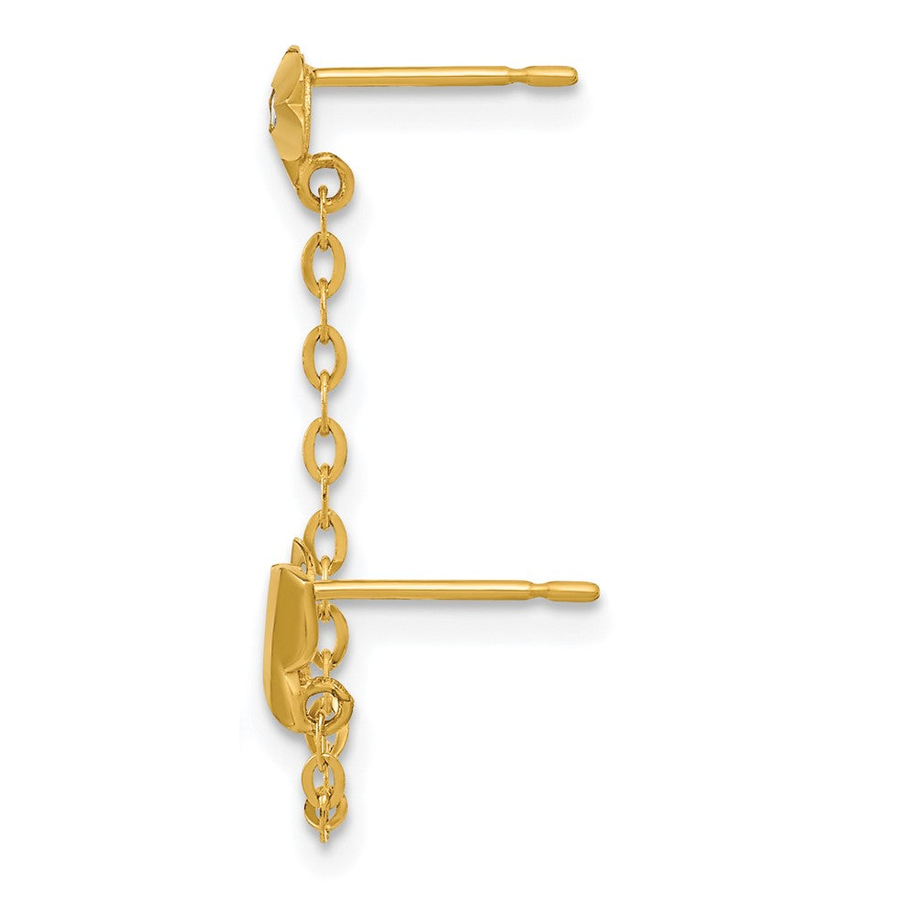 Sunbeam Glow 14k Madi K CZ Double Post w/Chain Butterfly & Flower Single Earring