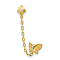 Sunbeam Glow 14k Madi K CZ Double Post w/Chain Butterfly & Flower Single Earring