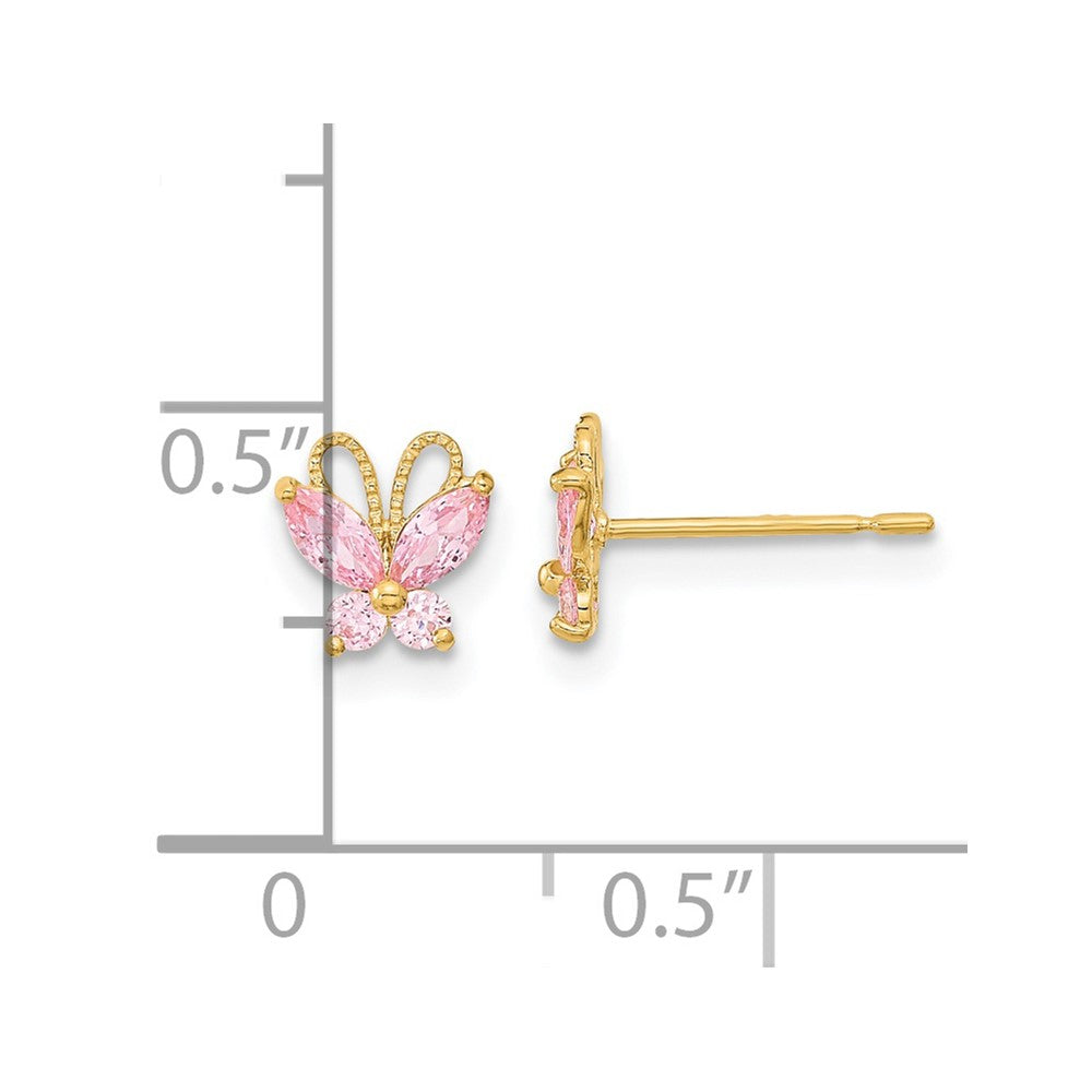 Cotton Bug 14k Madi K Kids Pink CZ Butterfly Post Earrings