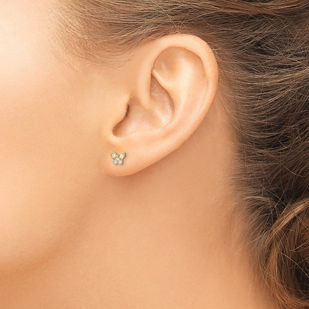 Bumble Glow 14k Madi K Kids CZ Butterfly Post Earrings