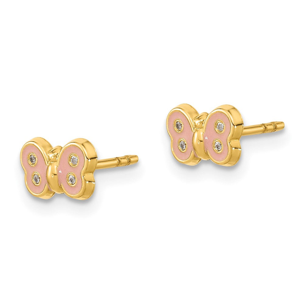 Giggles 14k Madi K Polished Enameled & CZ Butterfly Post Earrings