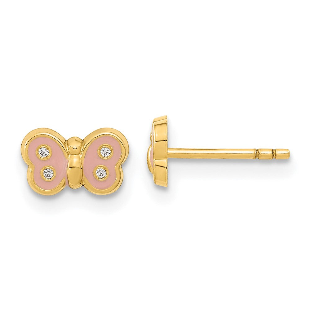 Giggles 14k Madi K Polished Enameled & CZ Butterfly Post Earrings