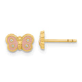 Giggles 14k Madi K Polished Enameled & CZ Butterfly Post Earrings