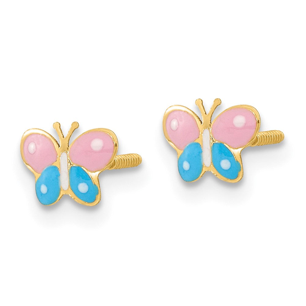 Twinkle 14k Madi K Polished Enameled Butterfly Screwback Post Earrings
