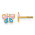 Twinkle 14k Madi K Polished Enameled Butterfly Screwback Post Earrings
