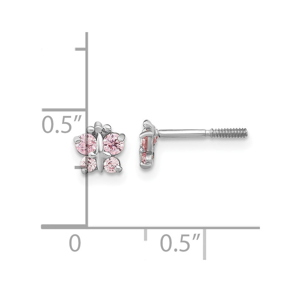 Sunny 14k White Gold Madi K Polished Pink CZ Butterfly Post Earrings