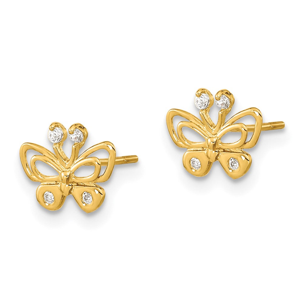 Sparkle 14k Madi K Polished CZ Butterfly Post Earrings