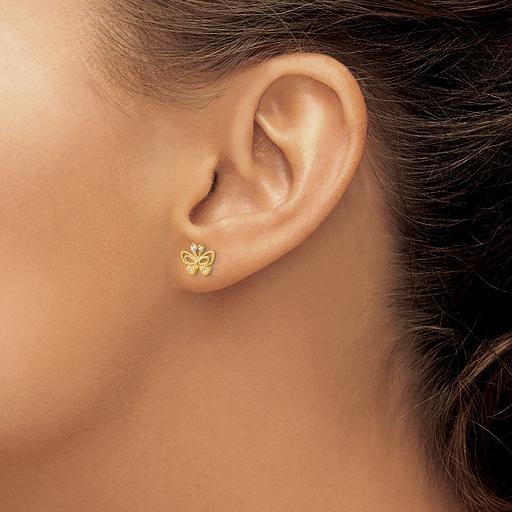 Sparkle 14k Madi K Polished CZ Butterfly Post Earrings