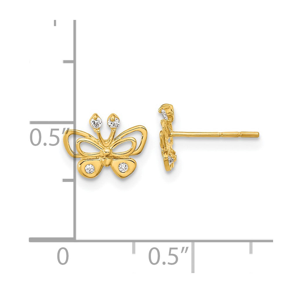 Sparkle 14k Madi K Polished CZ Butterfly Post Earrings