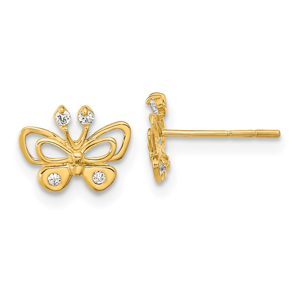 Sparkle 14k Madi K Polished CZ Butterfly Post Earrings