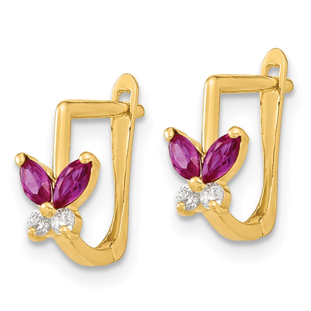 Buddy 14k Madi K Polished Red and White CZ Butterfly Hoops