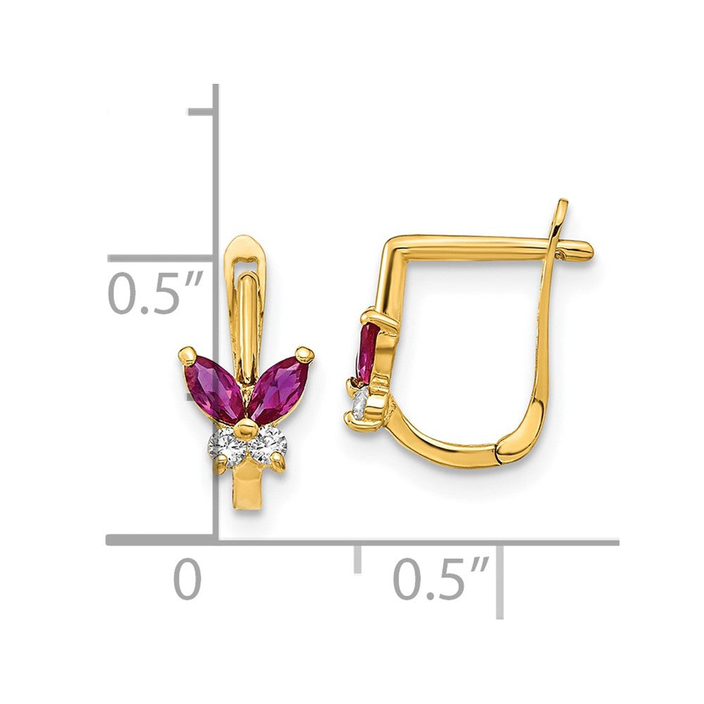 Buddy 14k Madi K Polished Red and White CZ Butterfly Hoops