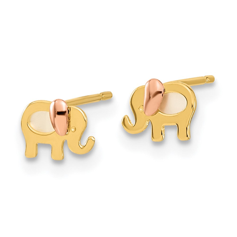 Dreamy 14k Madi K Two-tone Childrens MOP Elephant Post Earrings