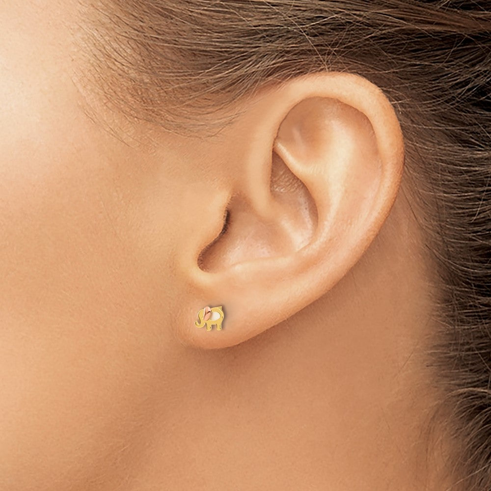 Dreamy 14k Madi K Two-tone Childrens MOP Elephant Post Earrings