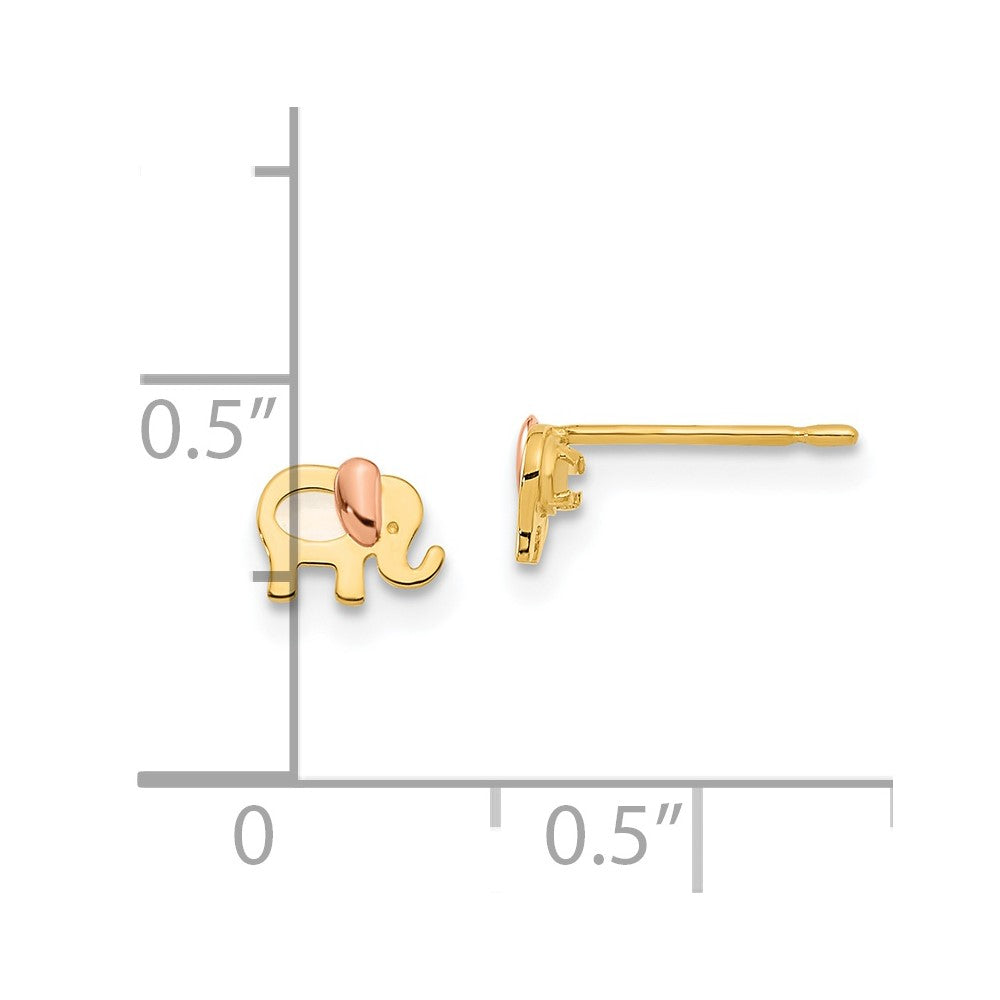 Dreamy 14k Madi K Two-tone Childrens MOP Elephant Post Earrings