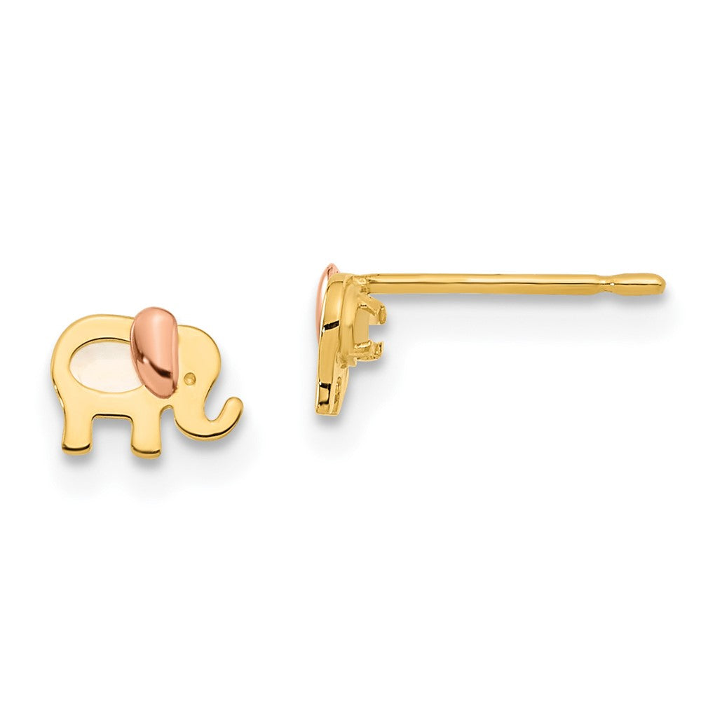 Dreamy 14k Madi K Two-tone Childrens MOP Elephant Post Earrings