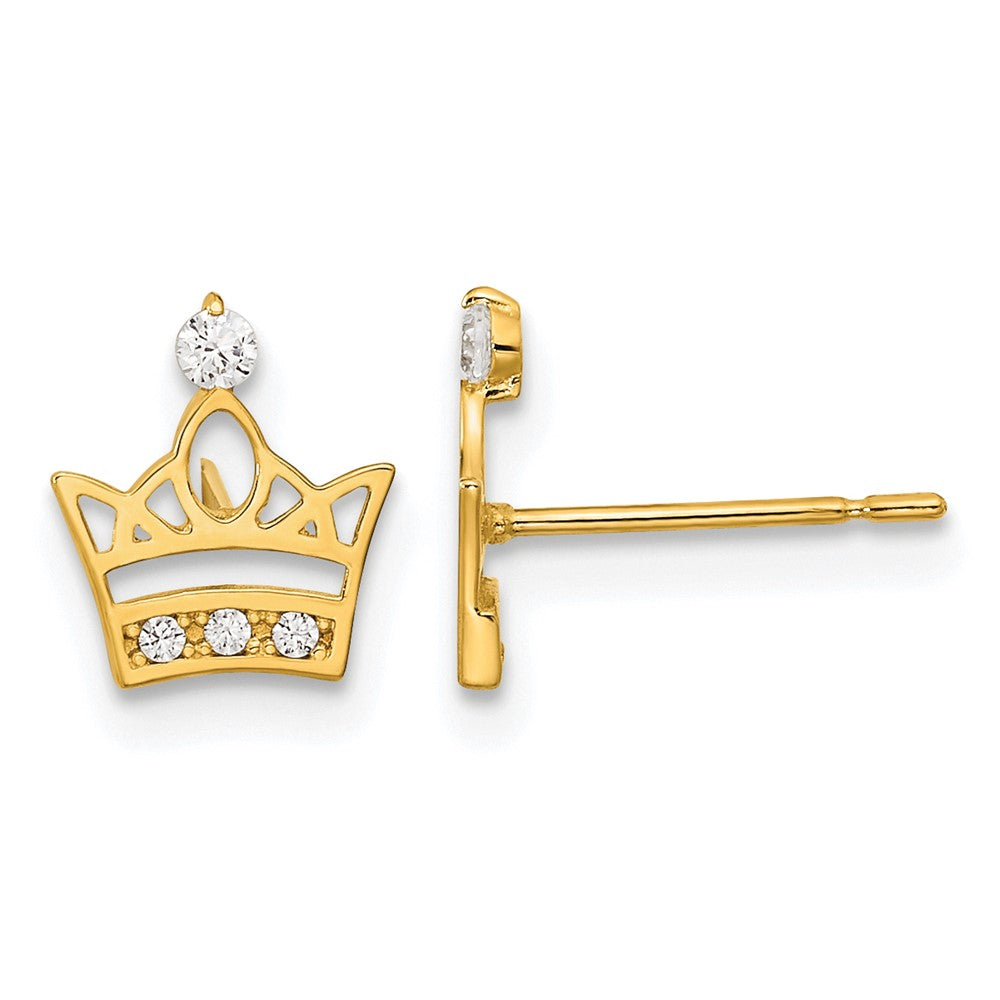 Ripple 14k Madi K Kids CZ Crown Post Earrings