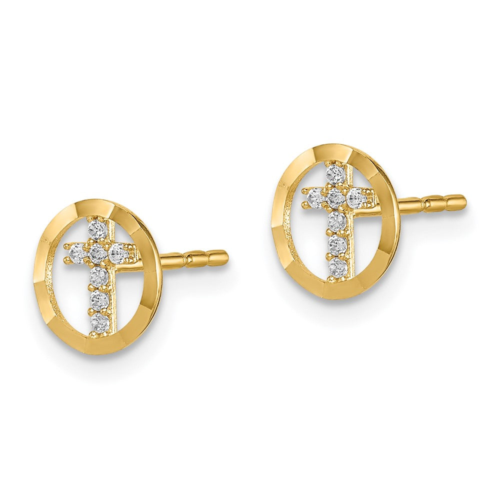 Koala Pop 14k Madi K CZ Diamond-Cut Circle Cross Post Earrings