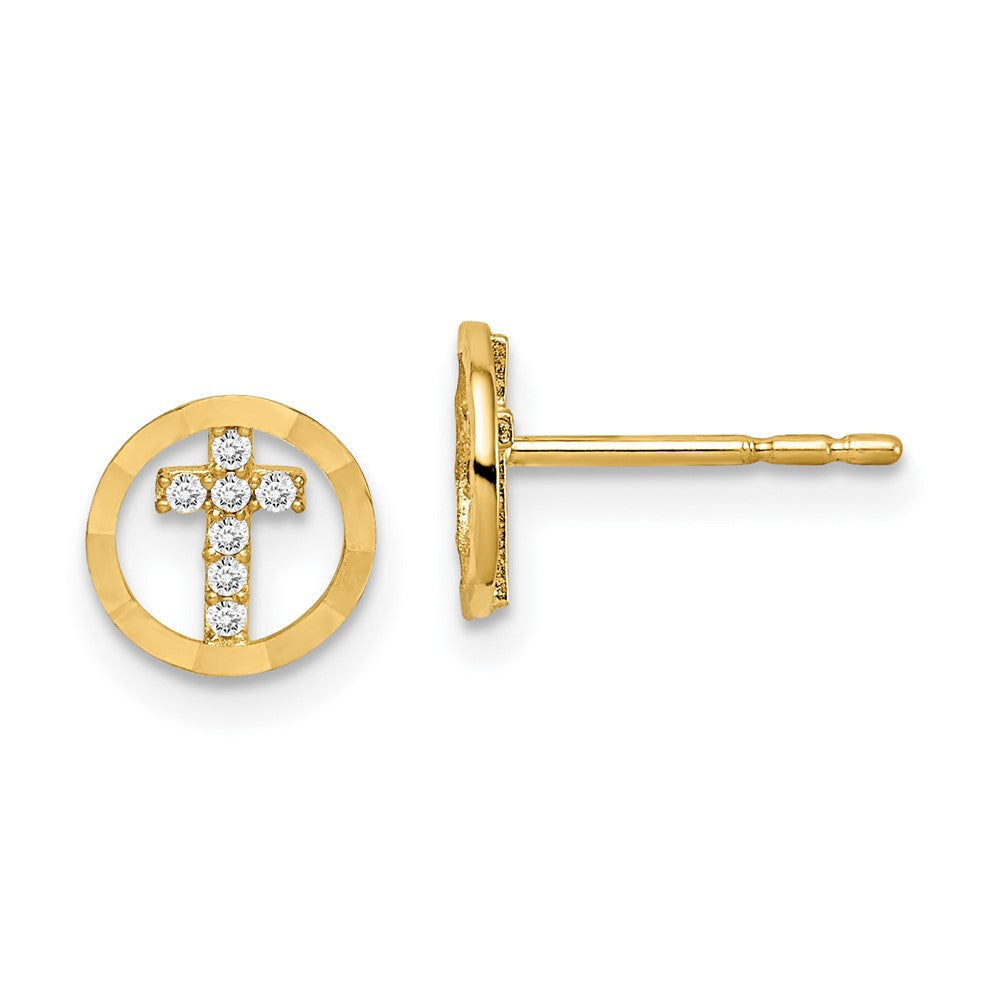 Koala Pop 14k Madi K CZ Diamond-Cut Circle Cross Post Earrings