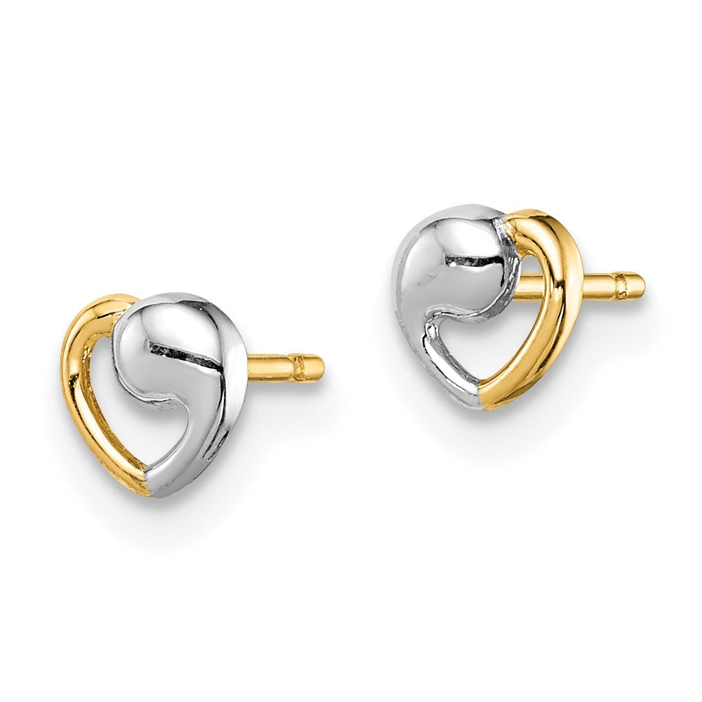 Fluffy Buddy 14k Madi K & White Rhodium Heart Post Earrings