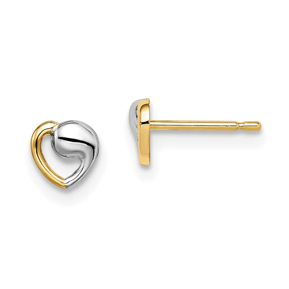 Fluffy Buddy 14k Madi K & White Rhodium Heart Post Earrings