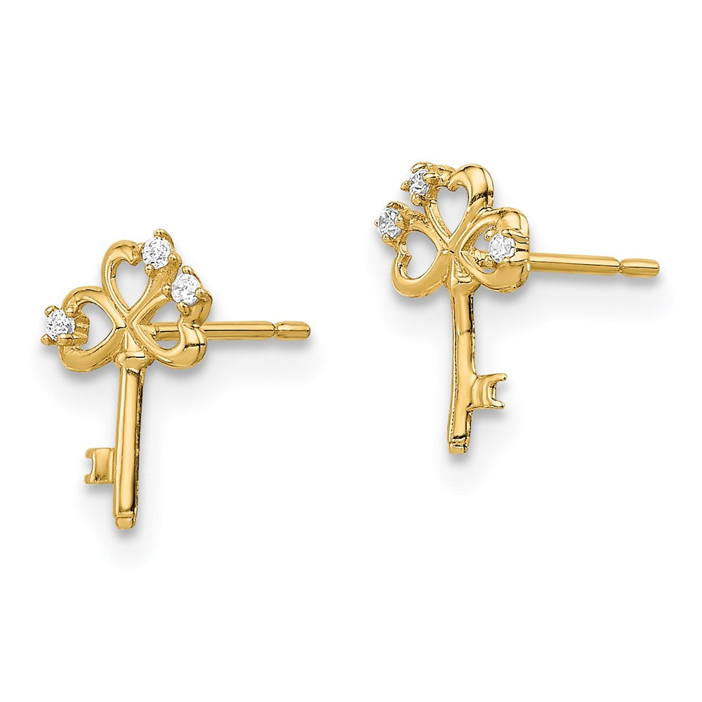Button Song 14k Madi K CZ Key Post Earrings