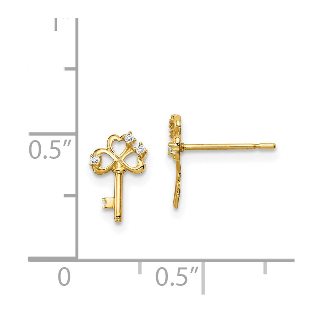 Button Song 14k Madi K CZ Key Post Earrings