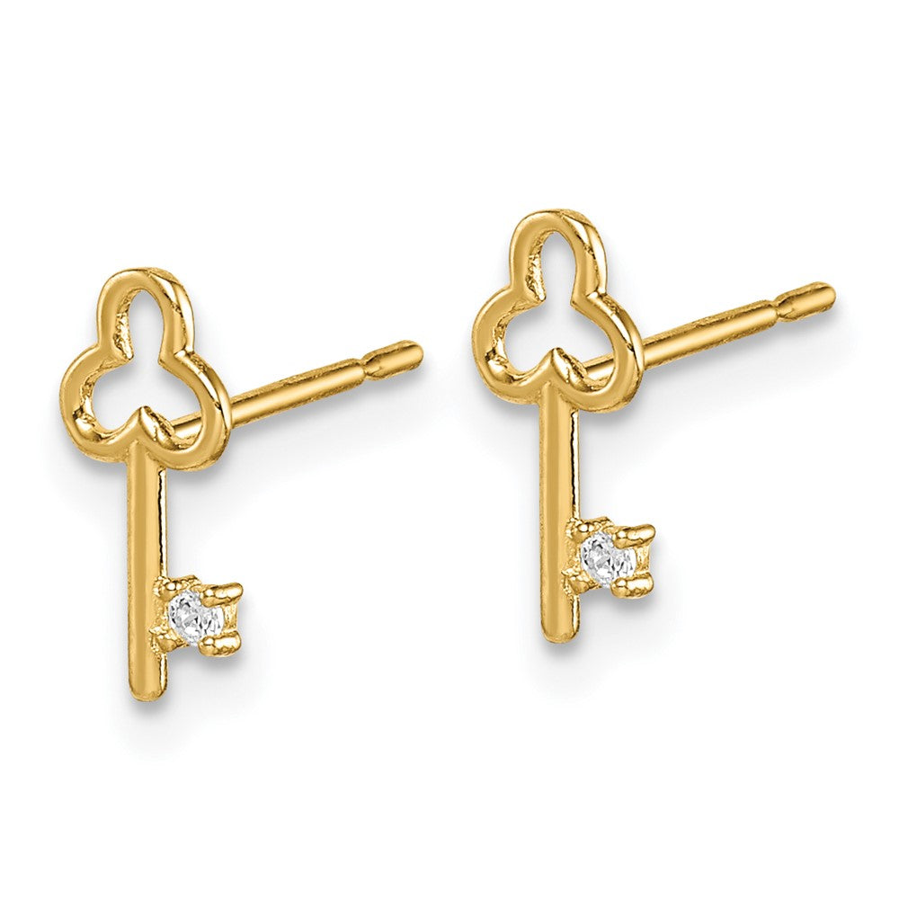 Pixie Bear 14k Madi K CZ Key Post Earrings